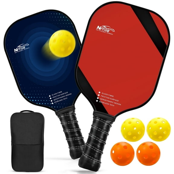 NFTIGB USAPA Approved Pickleball Paddles, Graphite Fiber Polypropylene Honeycomb Core , Pickle Ball Set with 2 Pickle Ball Rackets, 4 Balls and Backpack