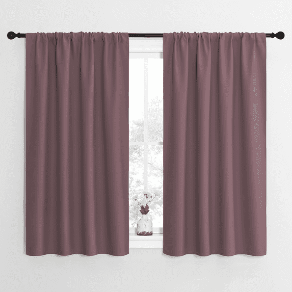 NICETOWN Blackout Curtains Solid Privacy Rod Pocket Noise Reducing Room Darkening Drapes, 2 Panels, W42 x L54, Dry Rose