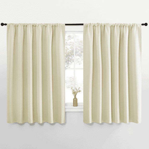 NICETOWN Wide Blackout Curtains Thermal Insulated Privacy Room Darkening Modern Drapes, W70 x L63, Set of 2, Beige