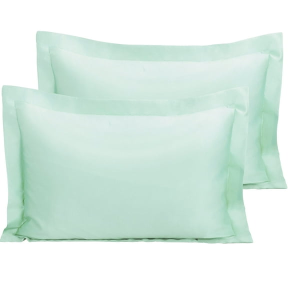 NTBAY 2 Pack Silk Satin Queen Pillow Shams , Oxford Pillowcases with Envelope Closure, 20" x 30", Cyan