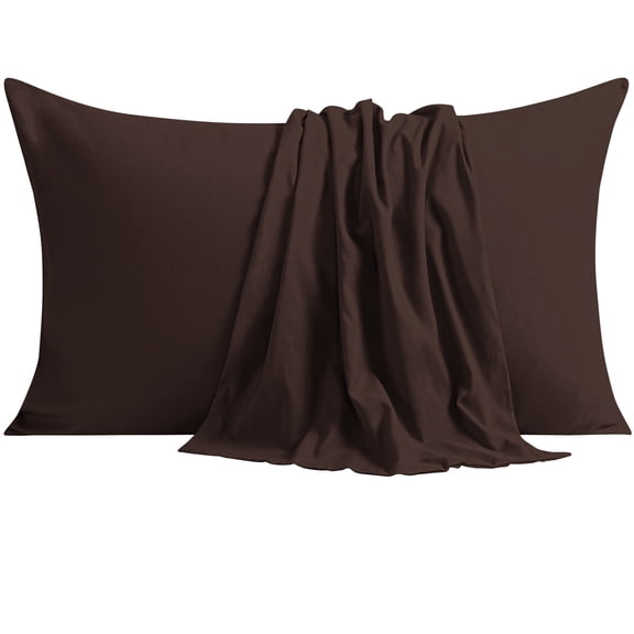 NTBAY Ultra Soft Double Brushed Microfiber Pillowcase Set, Hypoallergenic, King, Dark Brown, 2 Pack