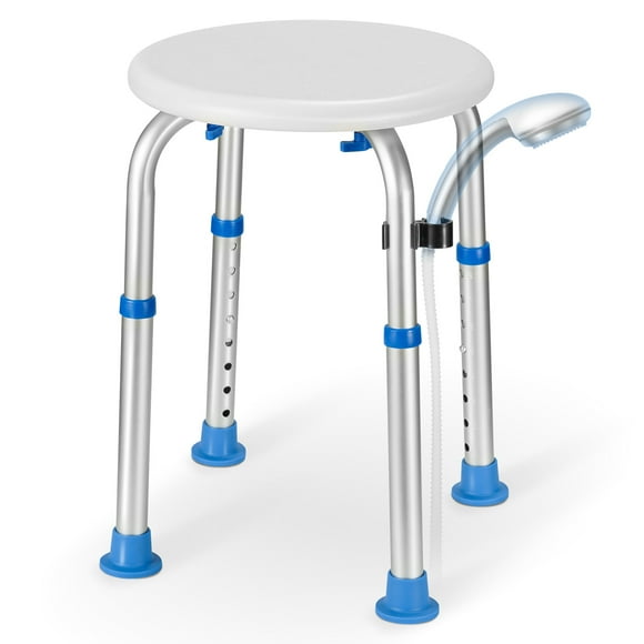 Naipo Shower Chair Bathtub Stool Seat w/ Anti-Slip Rubber, Adjustable Lightweight for Seniors, Disabled, Handicap, Tool-Free Assembly, Blue
