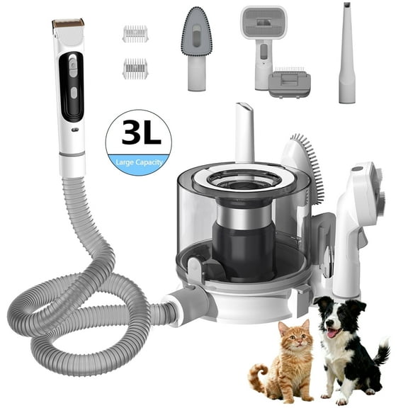 NICEBAY Pet Grooming Vacuum, 5 in 1 Kit Dog Hair Vacuum with 3 Modes, 3L Large Dustbin, Low Noise