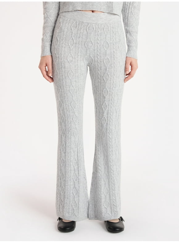 Cable Knit Flare Sweater Pants, 29.5'' Inseam, Women's