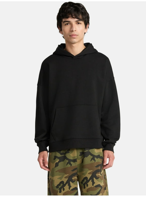 Boxy Fit Cropped Sweatshirt Hoodie, Men's & Big Men's
