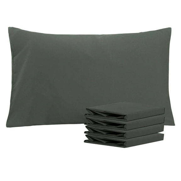 Ntbay Microfiber Pillowcase set - 4 Pack - Envelope Closure Pillow Cases - Queen - Dark Gray