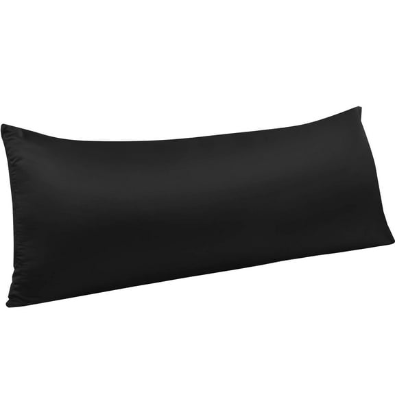 Ntbay Silky Satin Body Pillowcase for Hair and Skin, Ultra Soft Cozy Long Body Pillow Cover with Zipper Closure, 20" x 54", Black