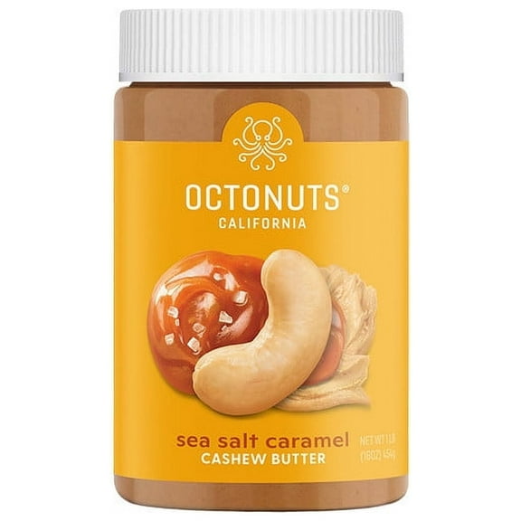 Octonuts Dry Roasted Sea Salt Caramel Cashew 16oz Nut Butter - Pure Creamy Nut Butter - Heart Healthy and Delicious - Gluten Free, Vegan, Kosher, Paleo, Non-GMO Nut Butters