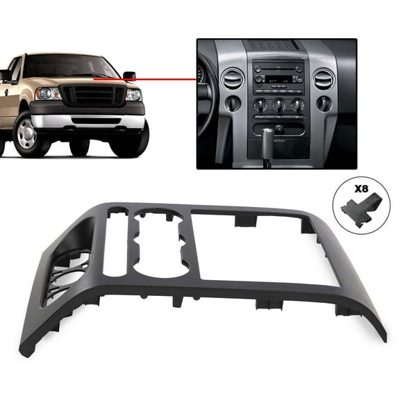 PIT66 Dash Radio Bezel Center Trim Panel Cover Fit for 2004-2008 Ford F150 4L3Z-1504302-AAA Black