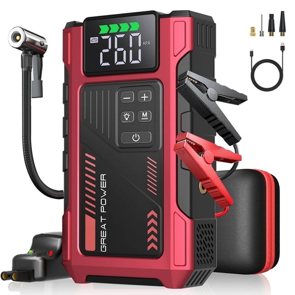 Pabulum 4000A Jump Starter with Air Compressor,12V Car Battery Booster & 150PSI Tire Inflator for 8.5L Gas/7.0L Diesel