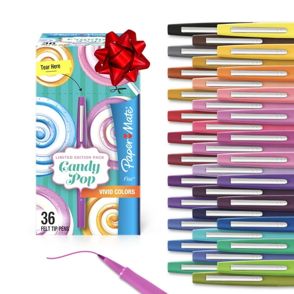Paper Mate Flair Felt Tip Pens, Medium Point, Limited Edition Candy Pop Pack, 36 Count