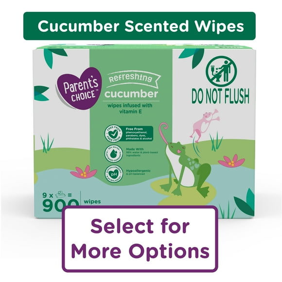 Parent's Choice Cucumber Scent Baby Wipes, 900 Count (Select for More Options)