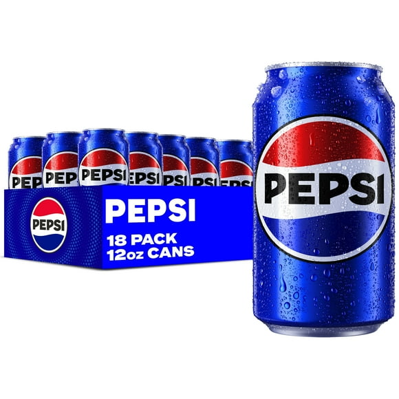 Pepsi Cola Soda Pop, 12 fl oz Cans, 18 Pack Cans
