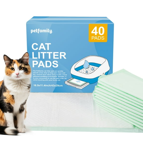 Petfamily Cat Litter Box Pads-Generic Refill for Tidy Cats Breeze Litter System, Size:16.9” x 11.4”-40 Count