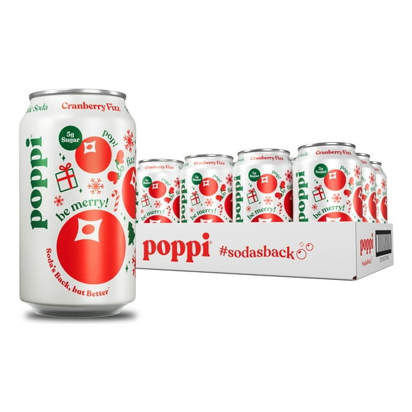 Poppi Cranberry Fizz Prebiotic Soda, 12 oz, 12 Pack Cans