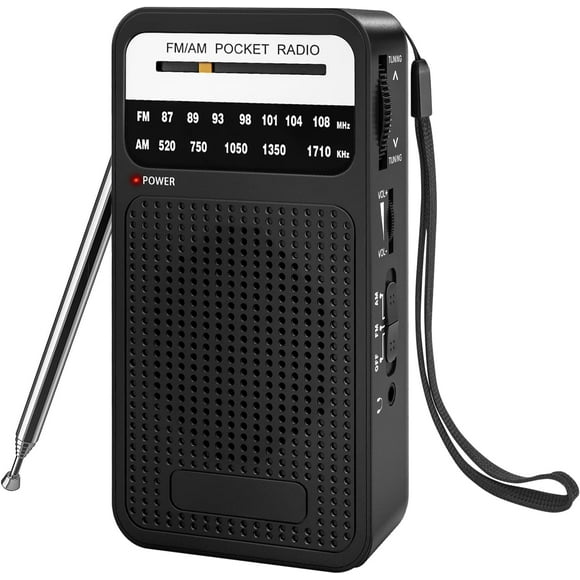 Portable Radio AM FM, Loud Speaker Transistor Radio with 3.5mm Headphone Jack, Personal Radio for Long Trips, Pocket Radio for Indoor,Outdoor, Emergency Use Perfect Gift for Seniors,kids - Black