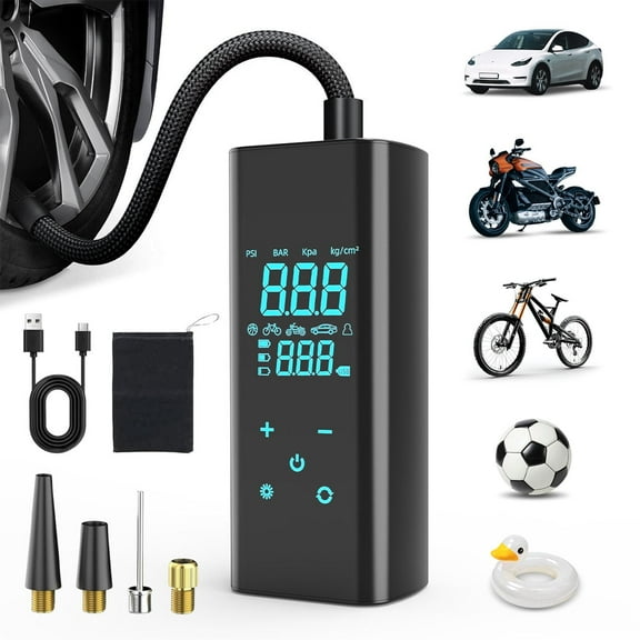 Tire Inflator Portable Air Compressor, 150 PSI Air Pump for Car Tires with Digital Pressure Gauge,Fast Tire Pump Inflation for Car, Motorcycle, Bicycle and Balls