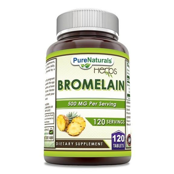 Pure Naturals Bromelain 500 Mg Per Serving 120 Dietary Enzyme Tablets Supplement | Non-GMO | Gluten Free