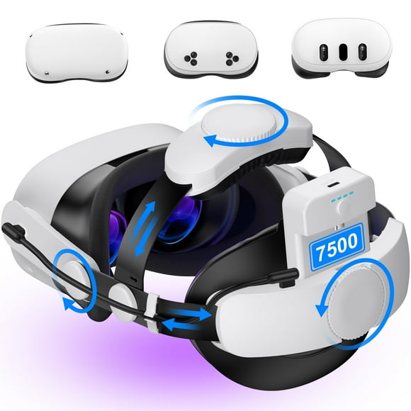 QQV Battery Head Strap for Oculus Meta Quest 3S/3, 7500mAh Replacement for Enhanced Comfort and Play Time, Adjustable Elite Strap VR Headset for Meta/Oculus Quest 2