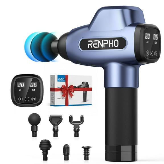 RENPHO Body Massager Muscle Massage Gun for Pain Relief Deep Tissue with 6 Massage Heads, FSA HSA Eligible, Christmas Gift for Men & Women, Dark Blue