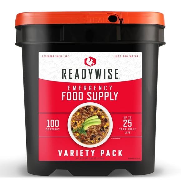 ReadyWise PREP STORAGE MEAL for BACKPACKING and CAMPING, 100 Serving Emergency Food Supply Bucket