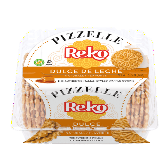 Reko Pizzelle Dulce de Leche, Italian Style Waffle Cookies, 5.25oz, 150g