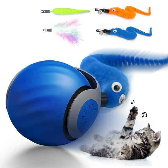 Risehigh Cat Toys for Indoor Cat Toy Smart Interactive Cat Toy Ball Rechargeable Two Speed Adjustment for Bored Indoor Adult Cats, Blue