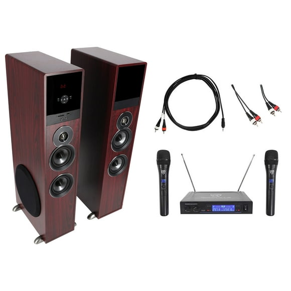 Rockville Bluetooth Home Theater/Karaoke Machine System with (2) Subs+Wireless Mics