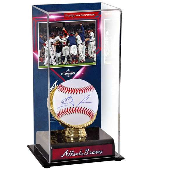 Ronald Acuna Jr. Atlanta Braves Autographed Baseball and 2021 National League Champions Sublimated Baseball Display Case - Fanatics Authentic Certified