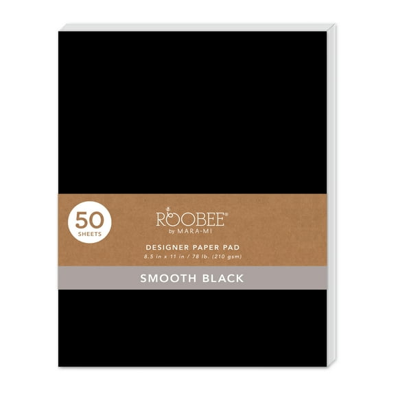 Roobee by Mara-Mi Black Cardstock Smooth Paper Stationery, 8.5" x 11," 200 GSM, 50 Count New