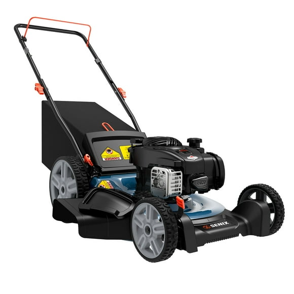 SENIX Gas Lawn Mower 21in Cutting Blade 22in Cutting Deck, 140cc 4-Cycle Made in USA Briggs & Stratton Engine, 3-In-1, 6-Height Adjustment, 11" Rear Wheels, LSPG-M7