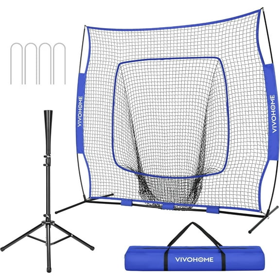 SPECSTAR 7 x 7Ft Baseball Softball Practice Net with Strike Zone Target and Carry Bag for Batting Hitting and Pitching