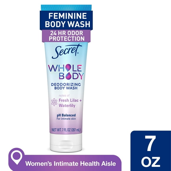 Secret Feminine Wash 24 HR Deodorizing Body Wash for Women, Lilac & Waterlily, 7oz