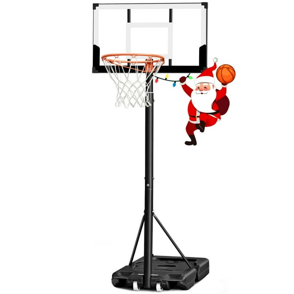 SERAY Adjustable Basketball Hoop for Kids, Teens & Adults, 3.3 to 10 feet Height, 40 inch Backboard, Portable with 2 Wheels, Indoor/Outdoor Use