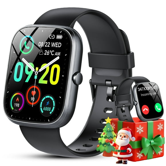 Smart Watch Fits for Android and iPhone, IP68 Waterproof Smartwatch for Women Men 100+ Sports Modes 1.91-inch Fitness Tracker, Smart Watch with Bluetooth Call(Answer/Make Calls), for Gift Black