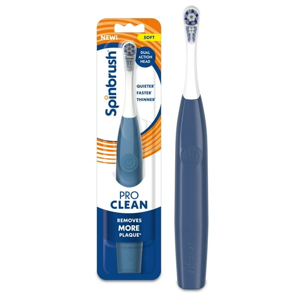 Spinbrush NEW PRO CLEAN Battery Powered Electric Toothbrush for Adults, Soft Bristles,  Blue,  1 Count