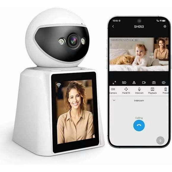 SriHome 2K Baby Monitor - 360° WiFi Camera, 2.8" Screen, Night Vision, Two-Way Audio, Home Security Indoor Camera