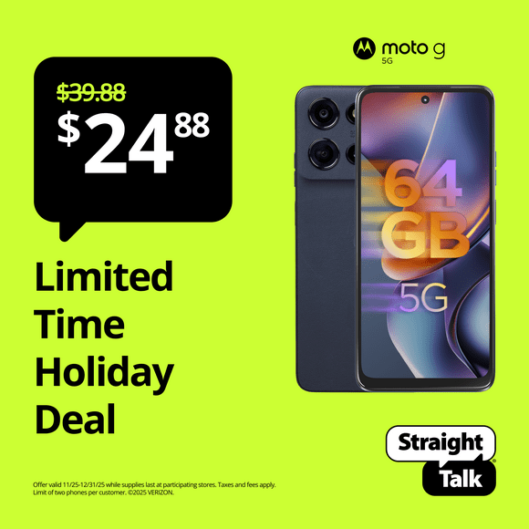 Straight Talk Motorola moto g 2025, 5G, 64GB, Blue - Prepaid Smartphone [Locked to Straight Talk]