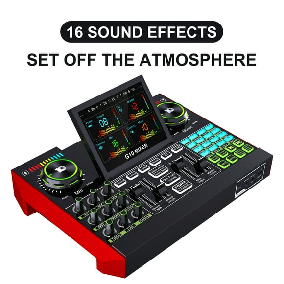 Tenlamp Podcast Microphone Bundle with Mixer & Vocal Effects, Live Sound Card with Audio Interface, All-in-one Audio Mixer Equipment for Phone PC Online Live Streaming