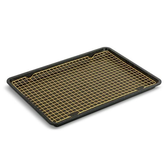 Thyme & Table Nonstick Baking Sheet 12"x17" & Cooling Rack Set - Black & Gold