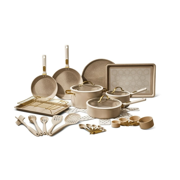 Thyme & Table 32-Piece Aluminum Cookware Set - Taupe