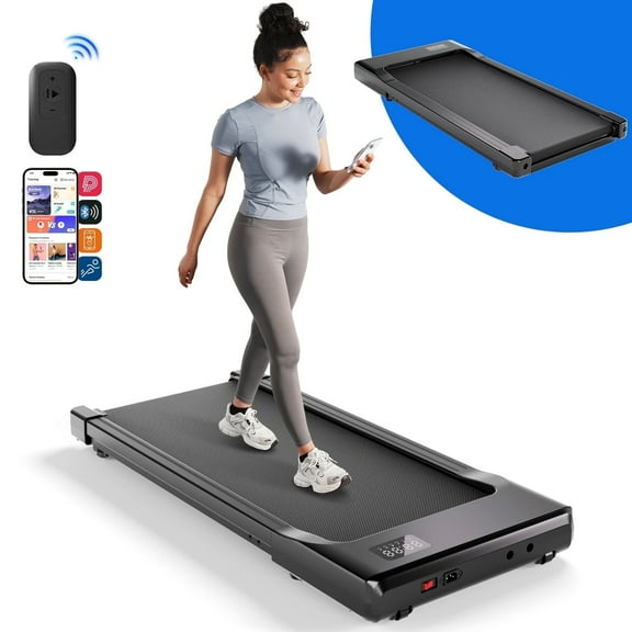 MJWW Walking Pad Treadmill with Remote Control,Under Desk Treadmill for Home&Office, 250 lbs Weight Capacity