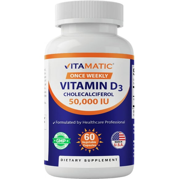 Vitamatic Vitamin D3 50,000 IU Weekly Dose 60 Veggie Capsules