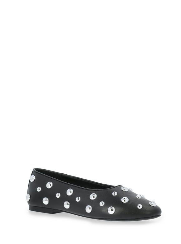 Women's Studded Faux Leather Ballet Flats