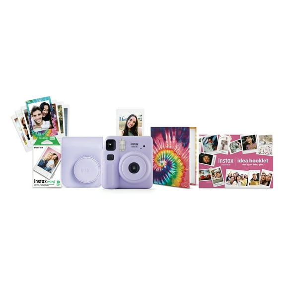 Fujifilm instax Mini SE Instant Camera Bundle with Case, 10 Pack Film, Album, and Frame Stickers, Lavender (Value Bundle)