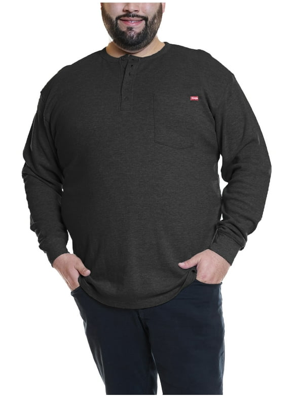 Men's Big and Tall Long Sleeve Thermal Pocket T-Shirt ,Big size up to 6XL and Tall Size up to 5XT