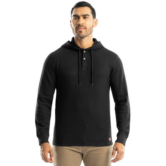 Wrangler Workwear Men's Texture Fleece Pullover Henley Hoodie, Size S-3XL