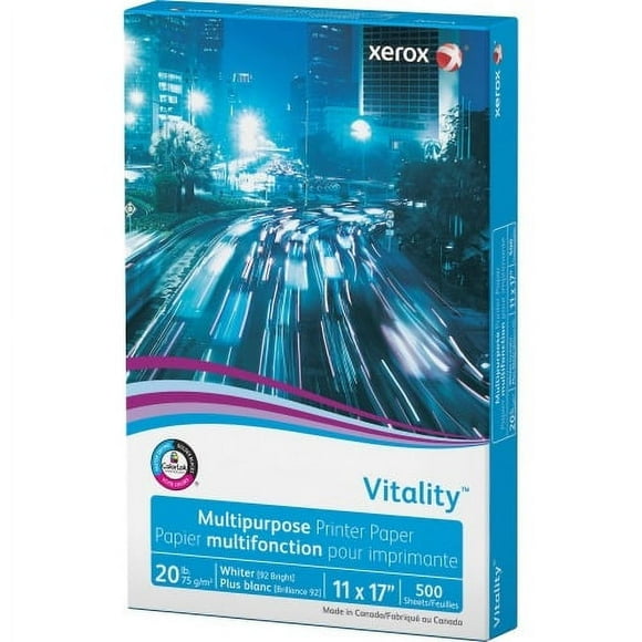 Xerox Vitality Inkjet Copy & Multipurpose Paper 90% Opacity - 11" x 17" - 20 lb Basis Weight - 500 / Ream - White
