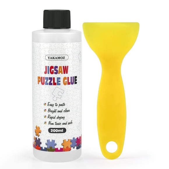 YAKAMOZ Jigsaw Puzzle Glue 200ML with Applicator for Adults Children Clear Water-Soluble Aged 10+