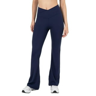 YITTY Active Women's Ultraluxe Crossover Kick Flare High Waist Legging, Athleisure, 4-Way-Stretch, Deep Navy, XS, Regular | 32" Inseam